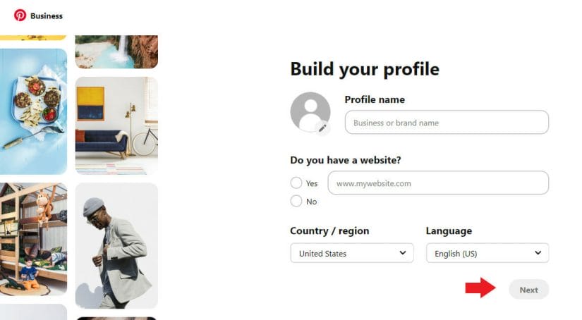 After building your profile, click the "next" button