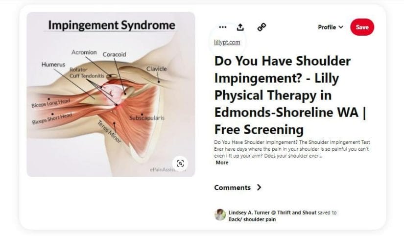 Pinterest post about an impingement syndrome