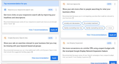 Sample recommendations