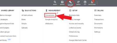 Select conversions tab