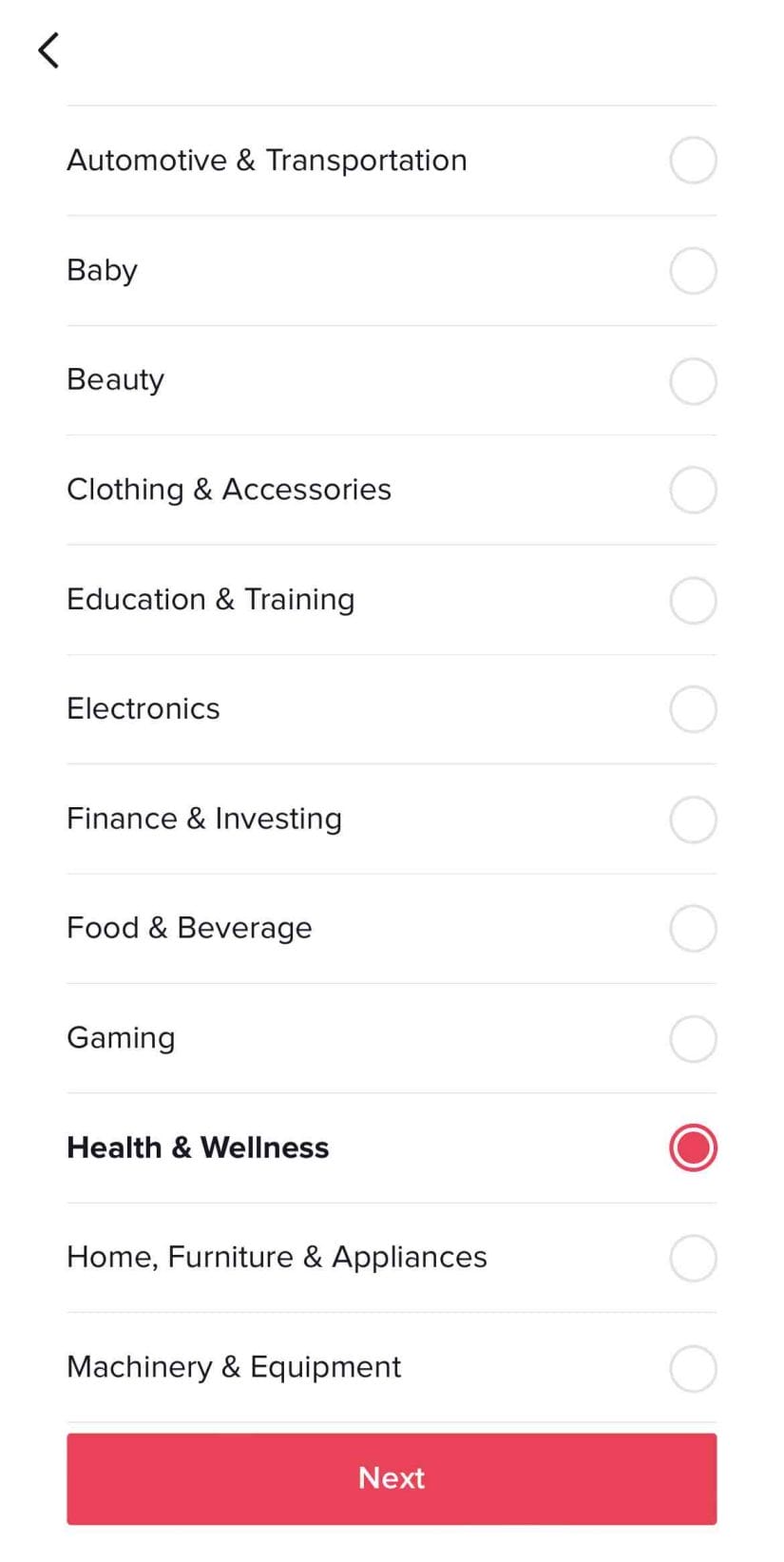 "Health and Wellness" as a category to be chosen in creating TikTok for Physical Therapists