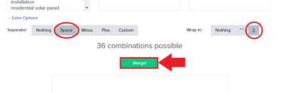 Click wrap in bracket and select merge