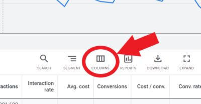 To edit columns, click the 'columns' icon