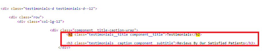 Header tag of a chiropractic website