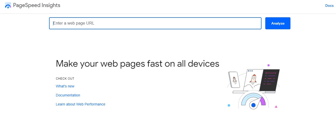 Page speed tool named Page Speed Insights