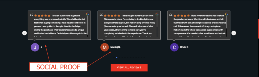 social proof for car dealership business