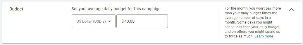 budget example photo