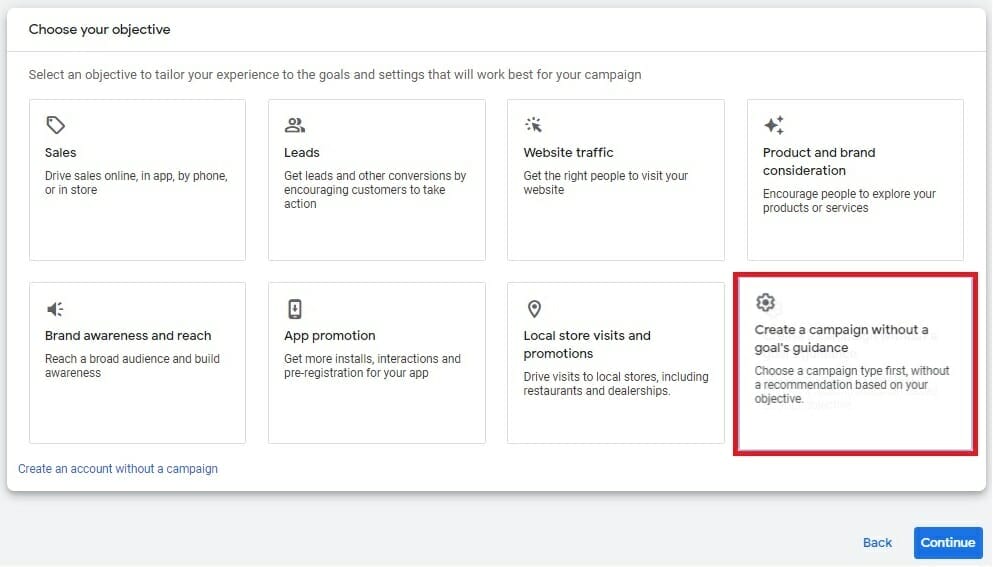 choose objective page