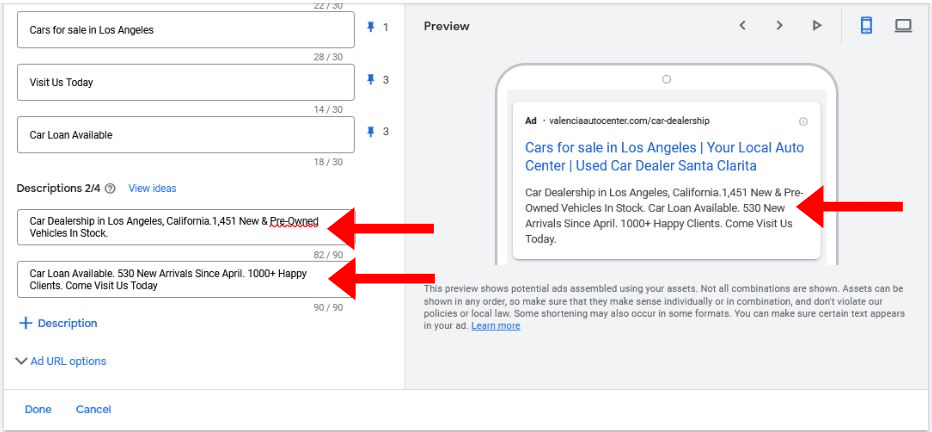 description examples