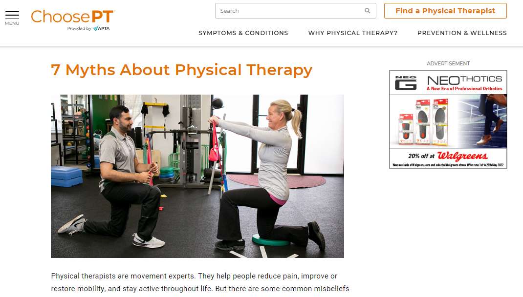 Blog post that busts the myths about physical therapy