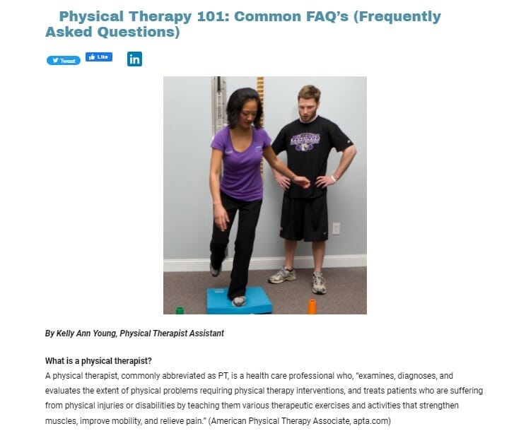 Physical therapy blog post idea about Frequently Asked Questions