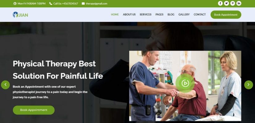 Physical therapy website template named Jian