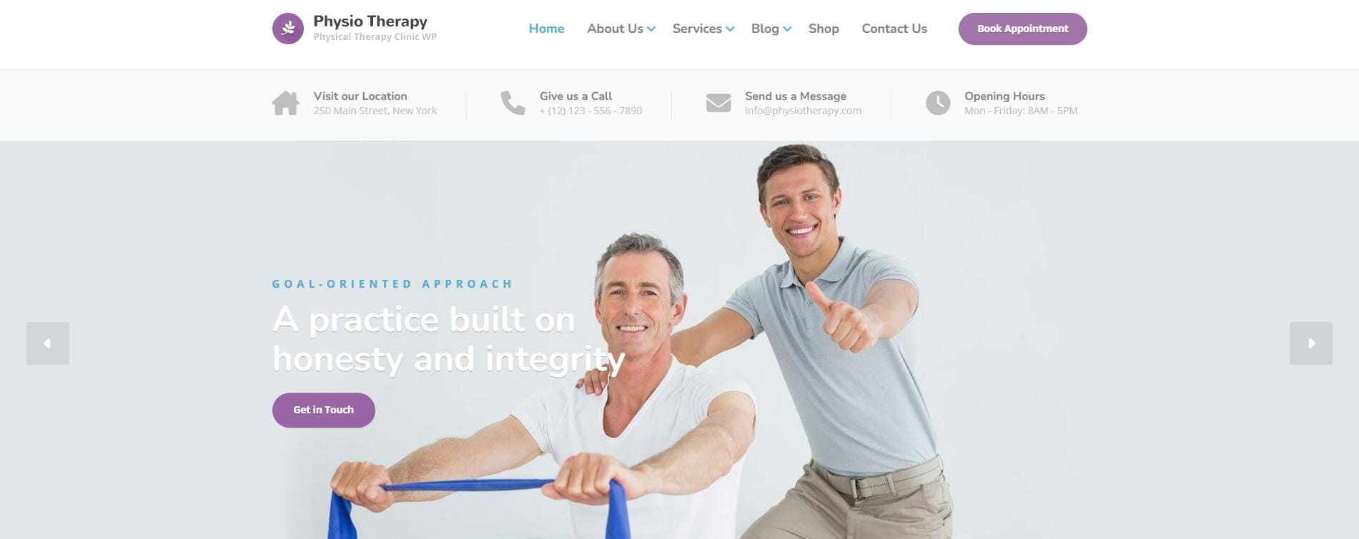 Physical therapy website template named Physio