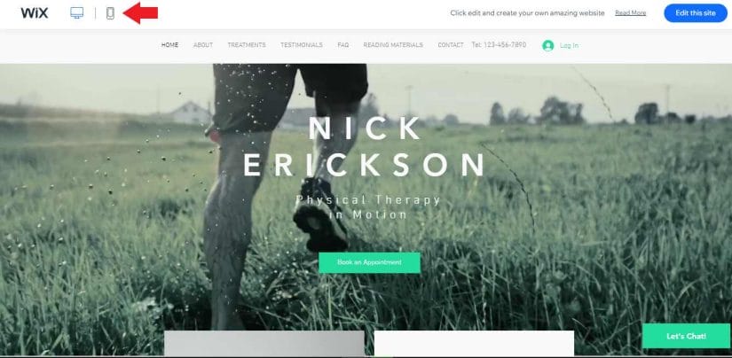 Physical therapy website template from Wix
