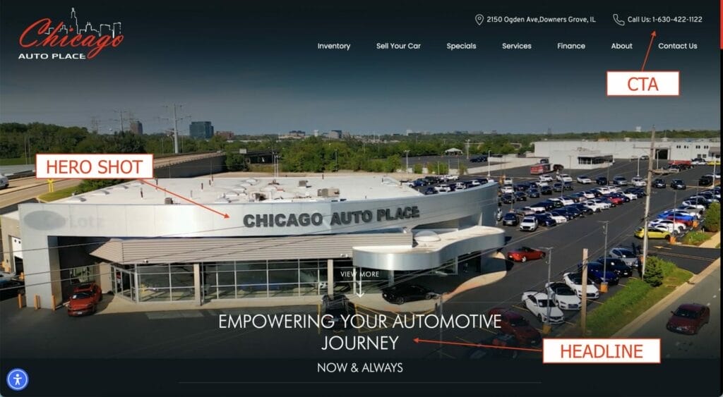 service page for car dealership page