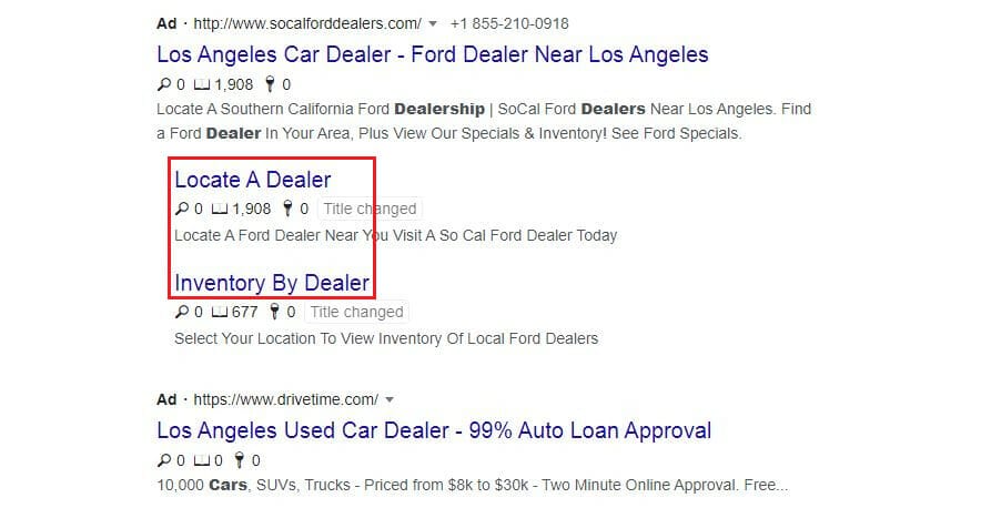 sitelink extension example