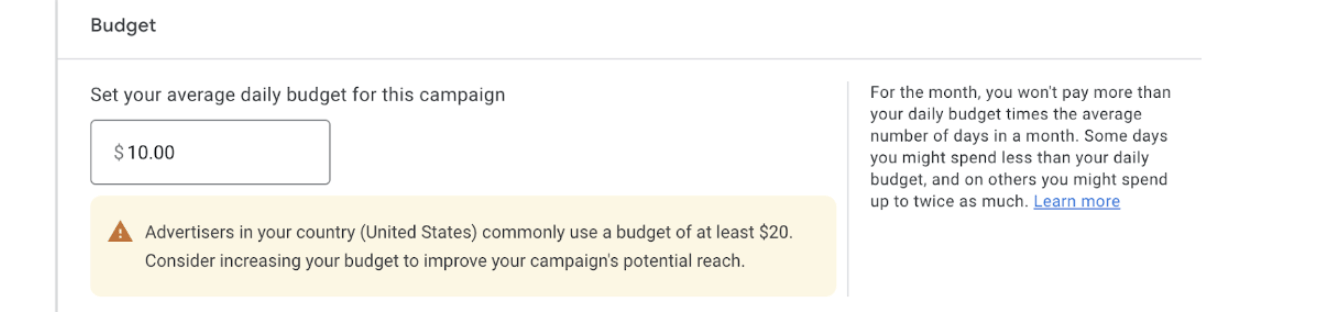 Setting Daily Budget for Google Ads Campaign