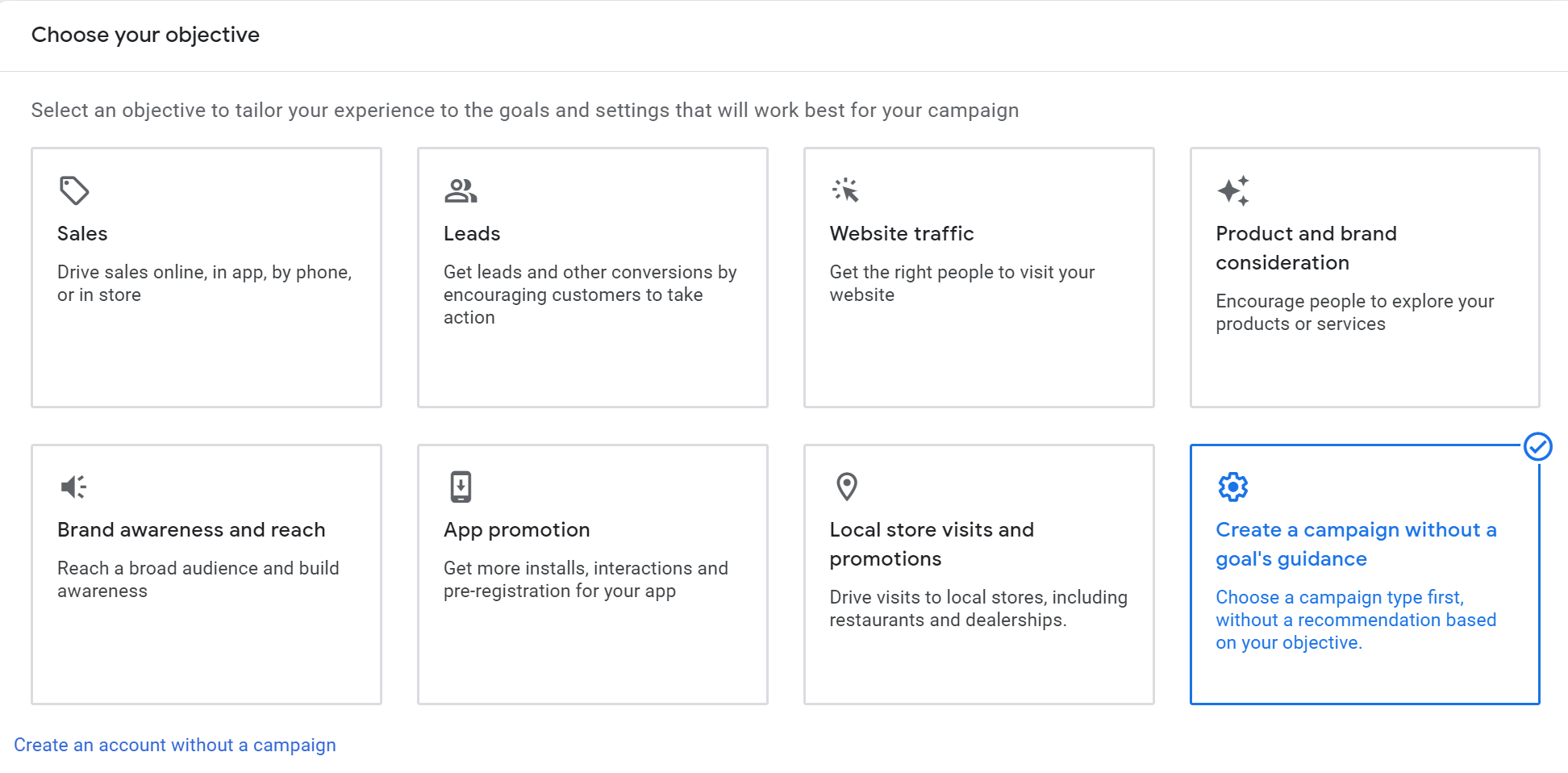 Create Campaign Without Goal's Guidance for Financial Advisor