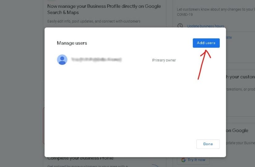 Manage users in Google My Business