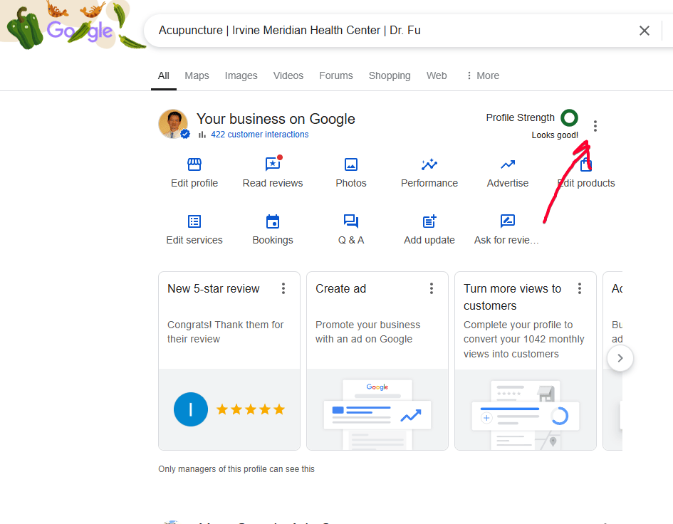 google my business click three dots menu
