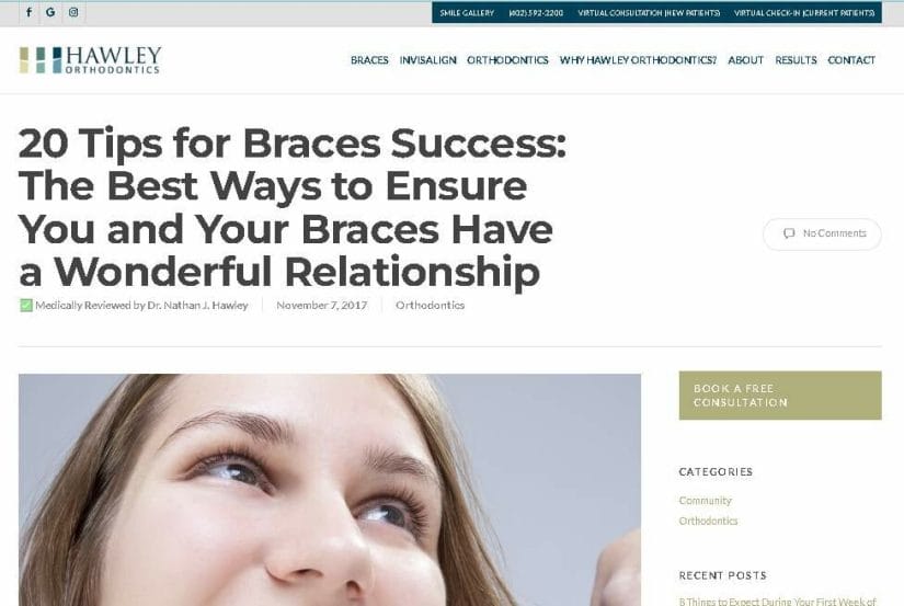 Orthodontist blog post about the tips in getting braces
