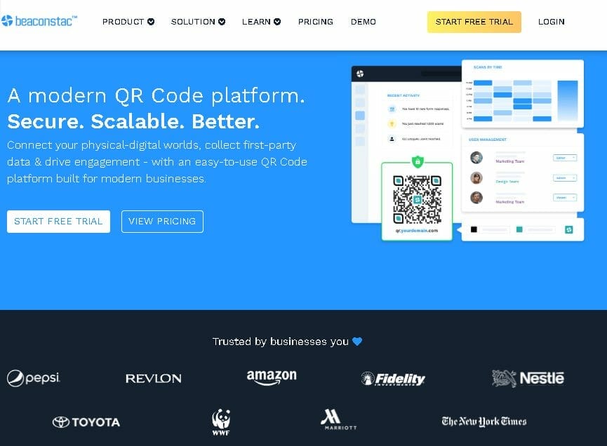 QR code generating website named Beaconstac