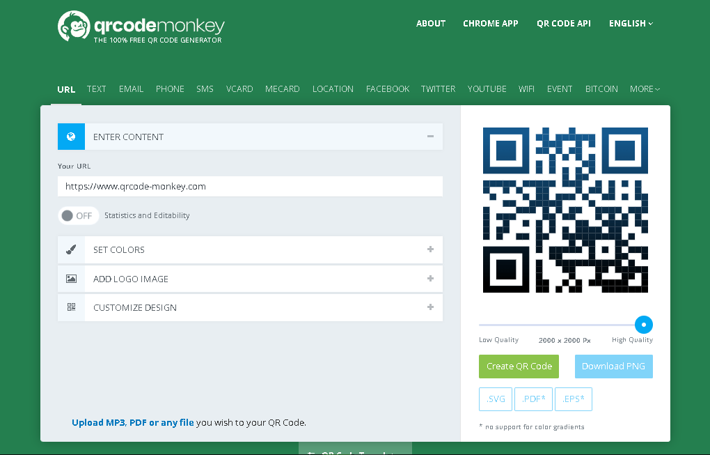 QR Code Monkey homepage