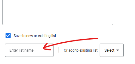Create a name for your negative keyword list