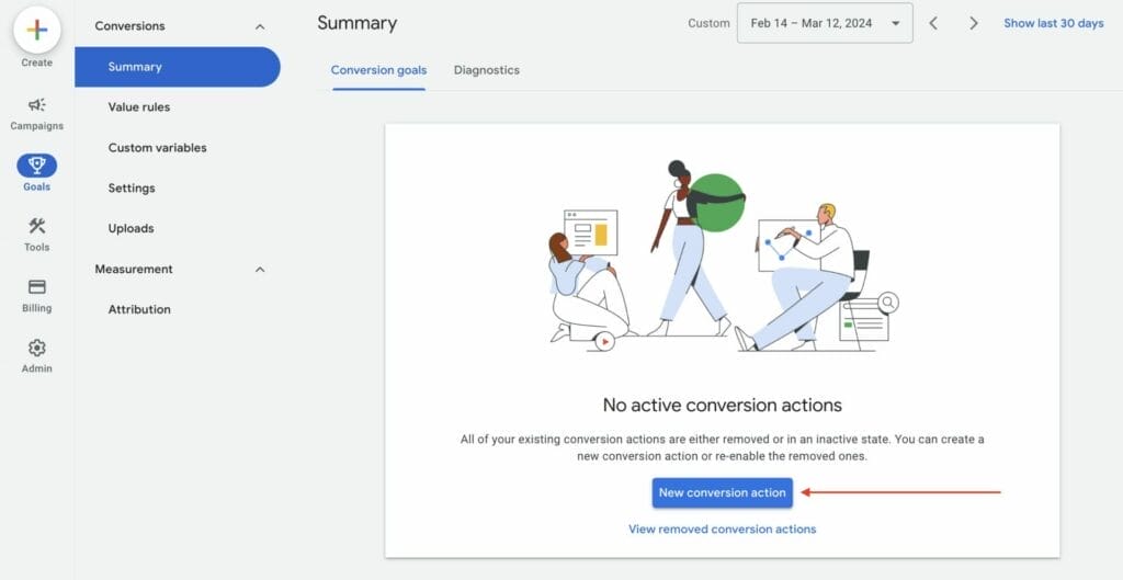 creating a new conversion action