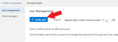 invite user on your microsoft ads account