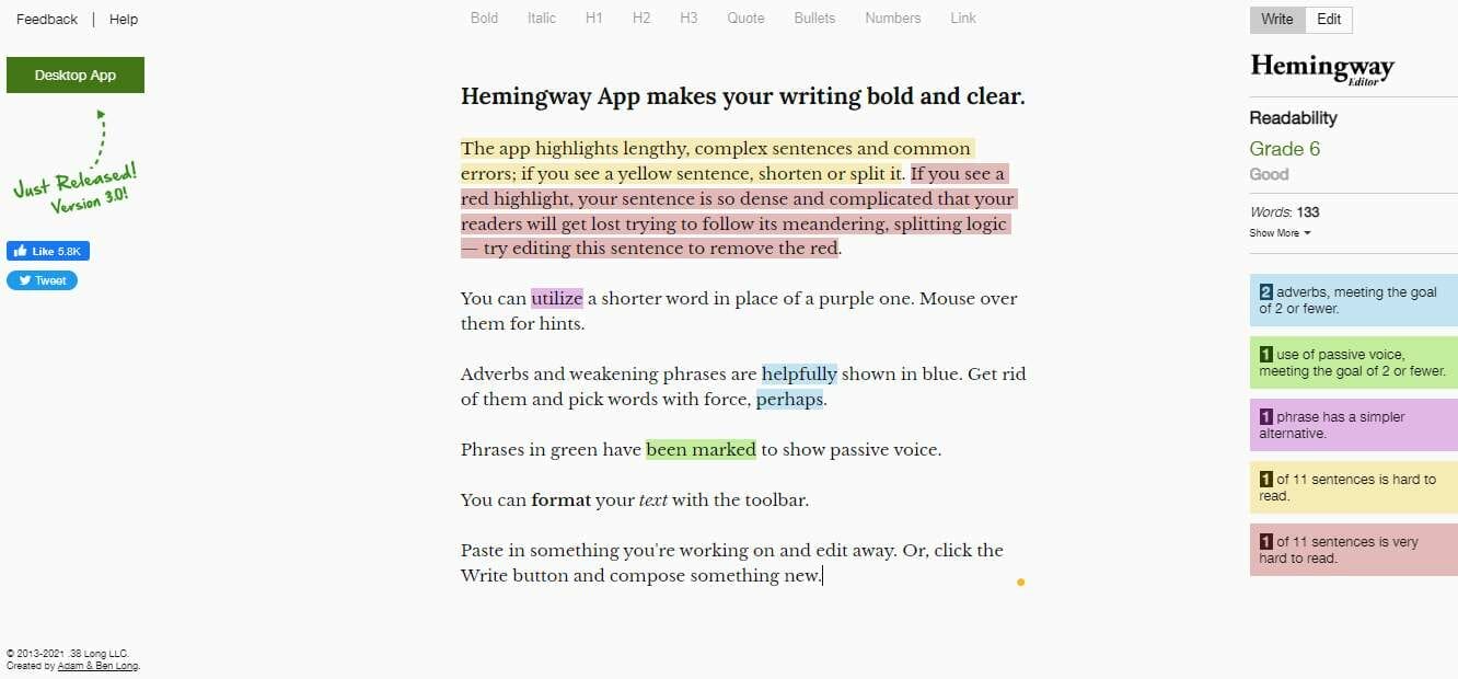 Hemingway Editor