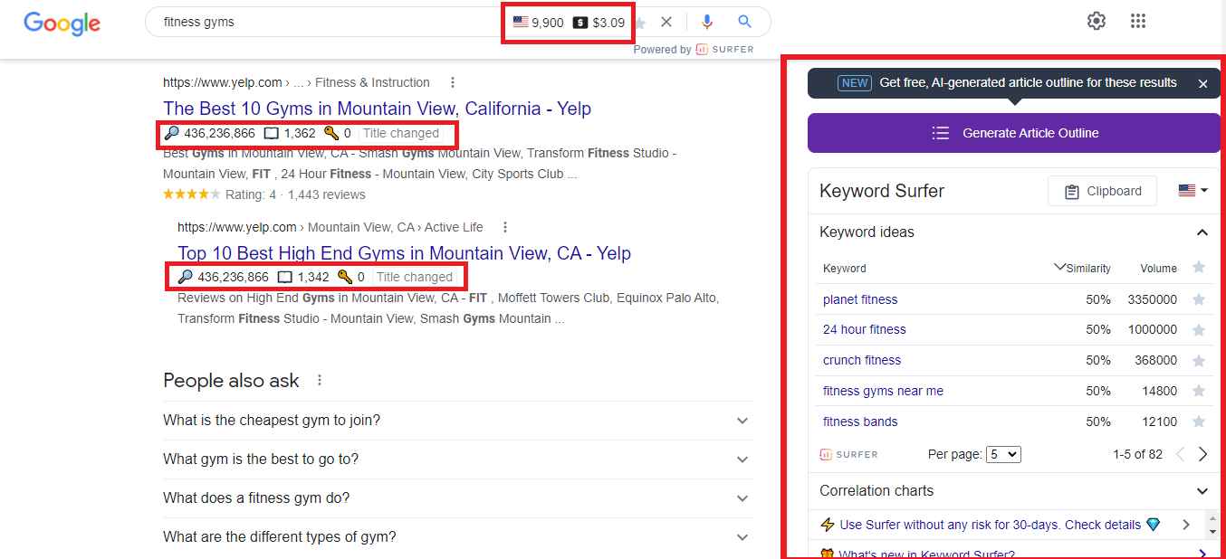 Keyword Surfer browser extension
