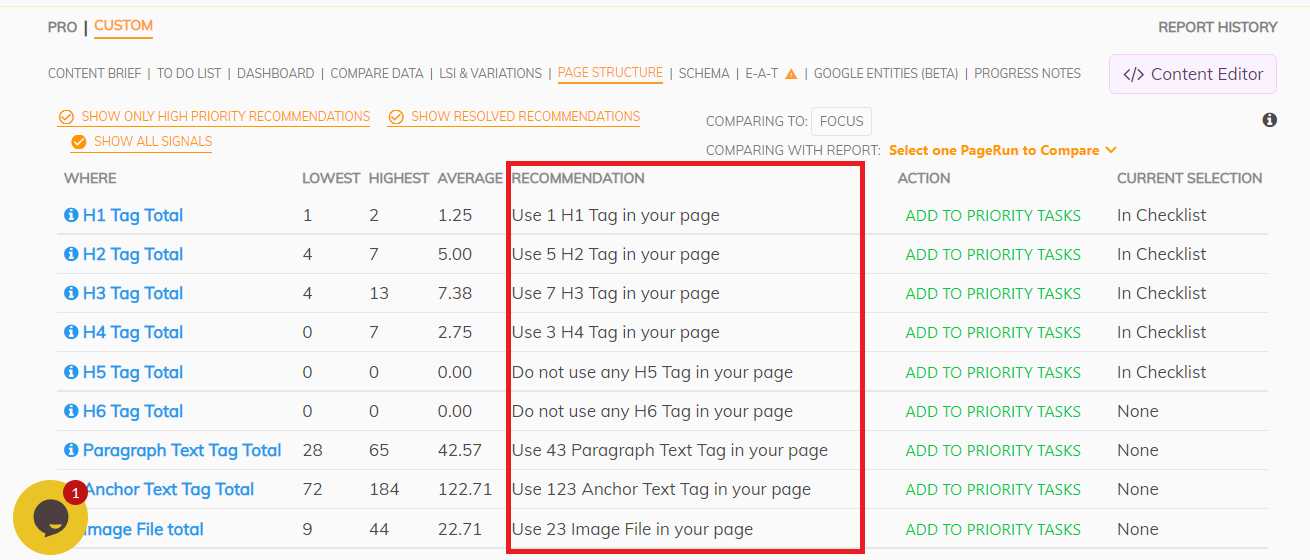 Page Optimizer Pro recommendations