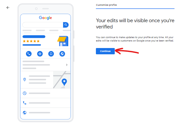 Final step of creating a Google My Business Profile