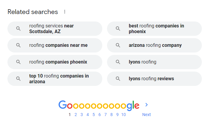 Google's related searches section