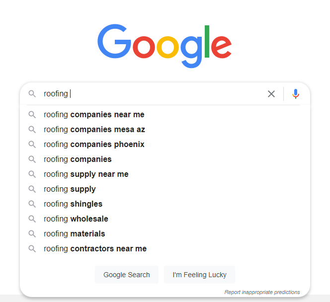 Google's predictive search feature