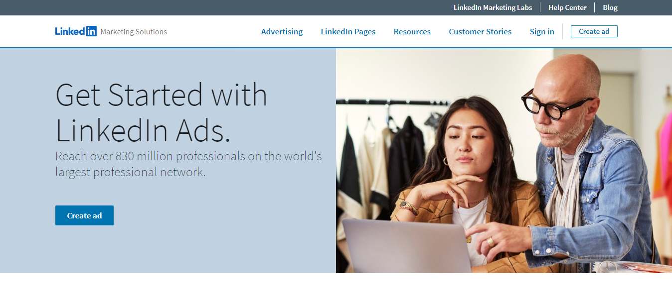 LinkedIn Ads homepage