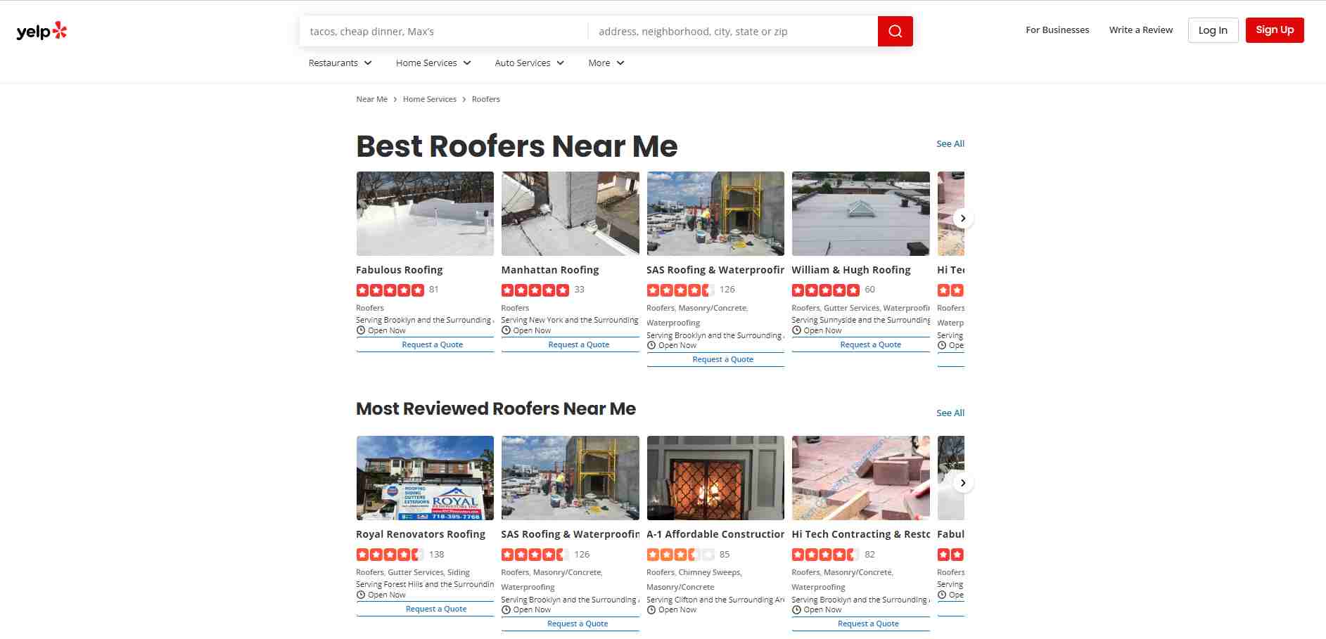 Roofing companies on Yelp