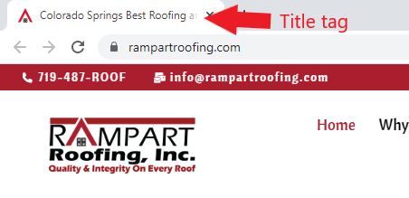 Title tag on web browser