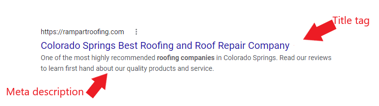 Title tag and meta description on Search Engine Results Page