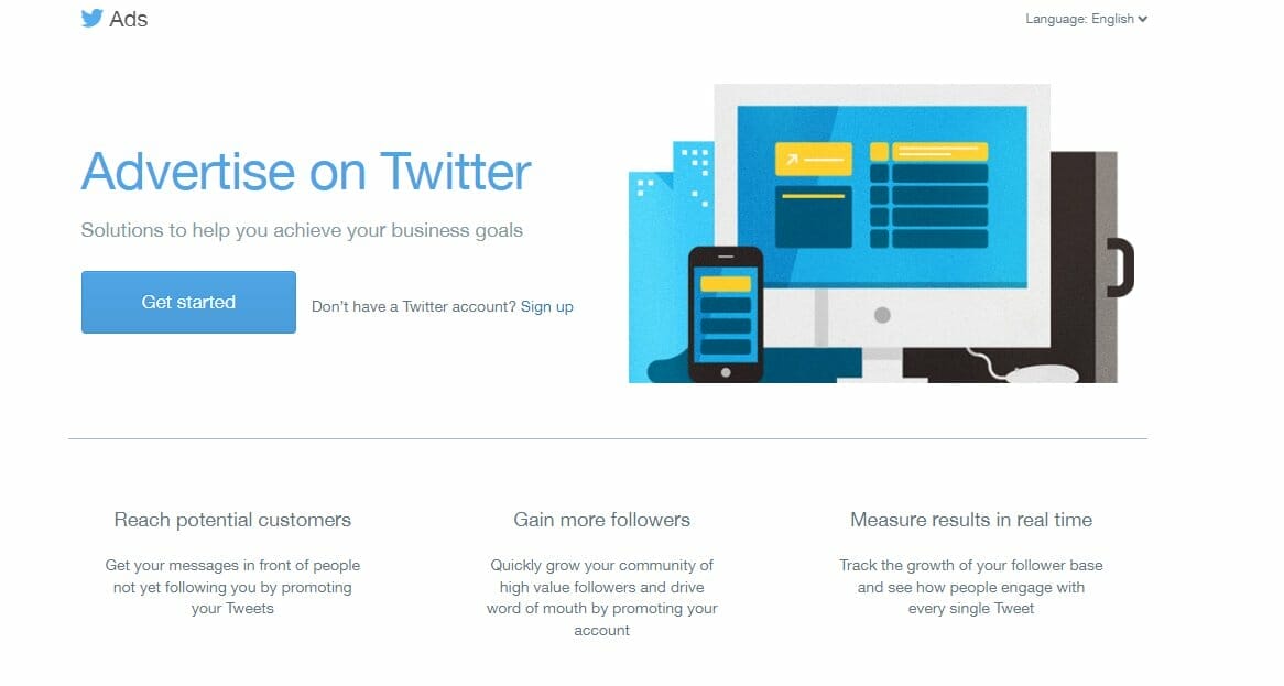 Twitter Ads homepage