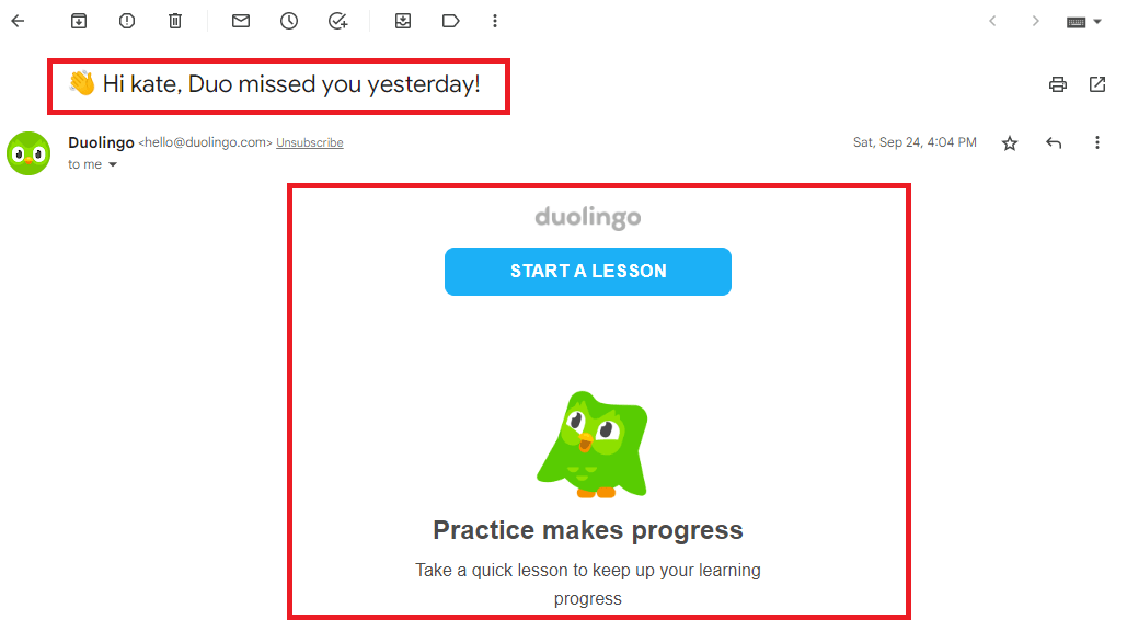 Duolingo email