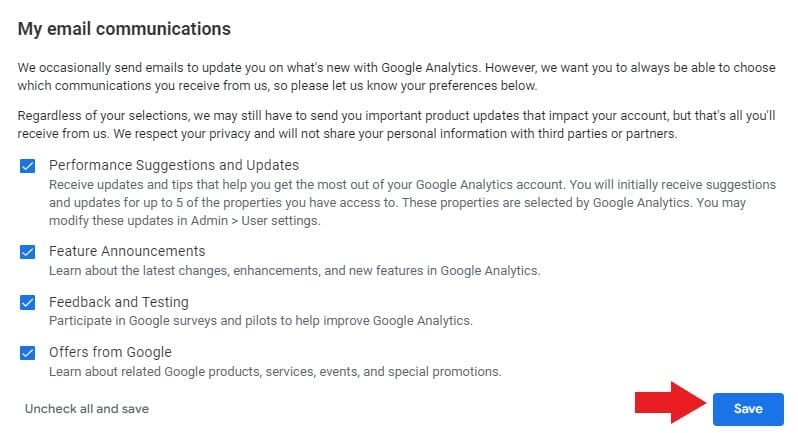 Google Analytics email notifications