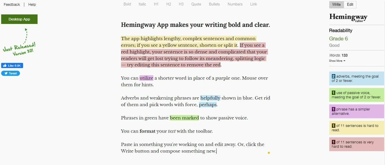 Hemingway editor