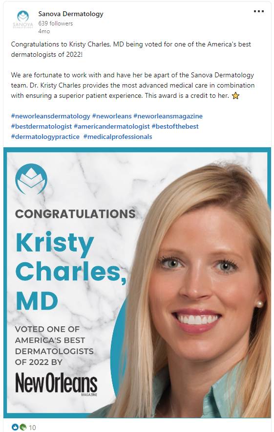 Staff appreciation post on LinkedIn