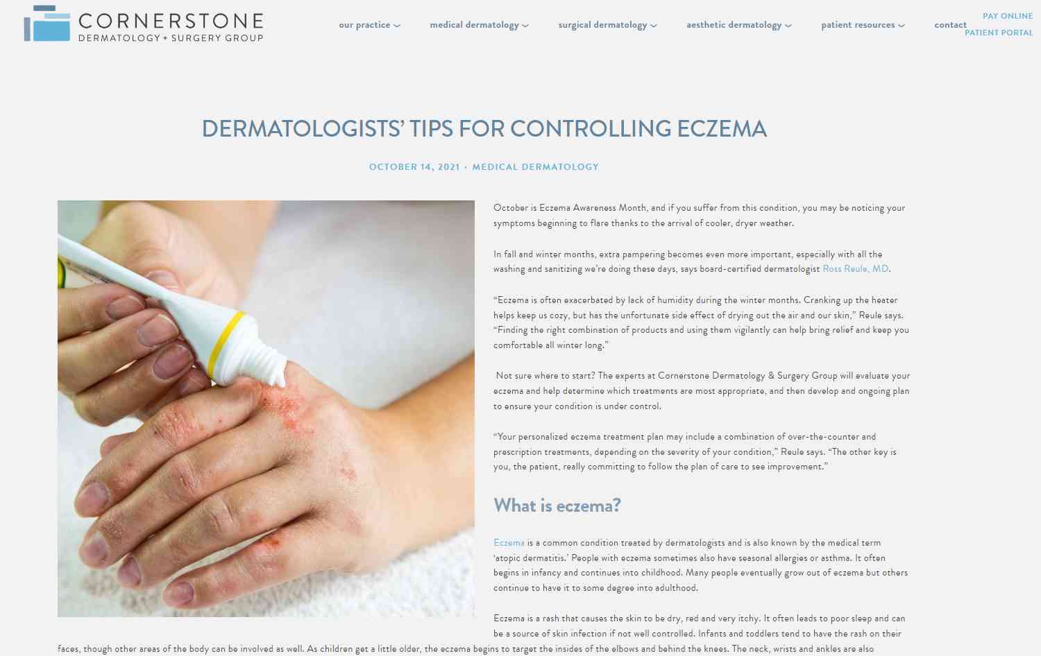 Blog post about tips on how to treat eczema from a dermatologist's advice