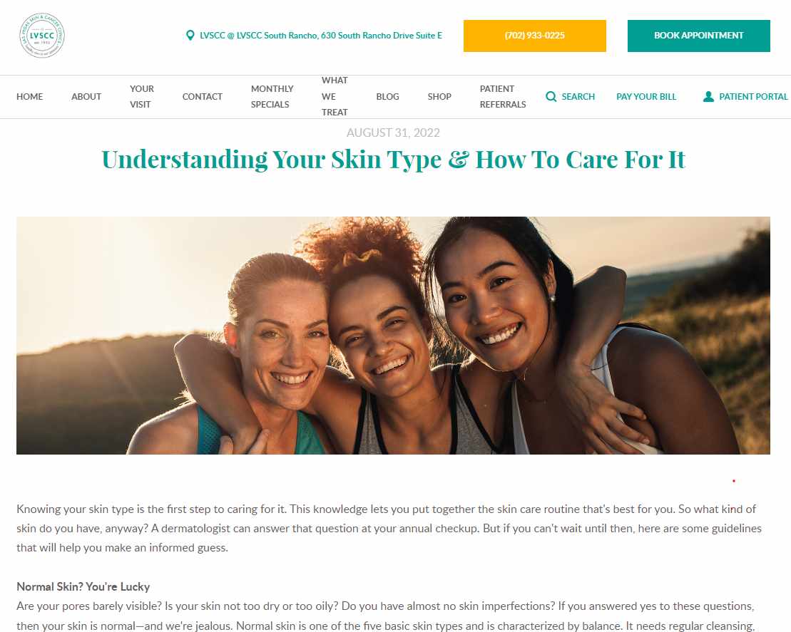 Informative blog post about skin types