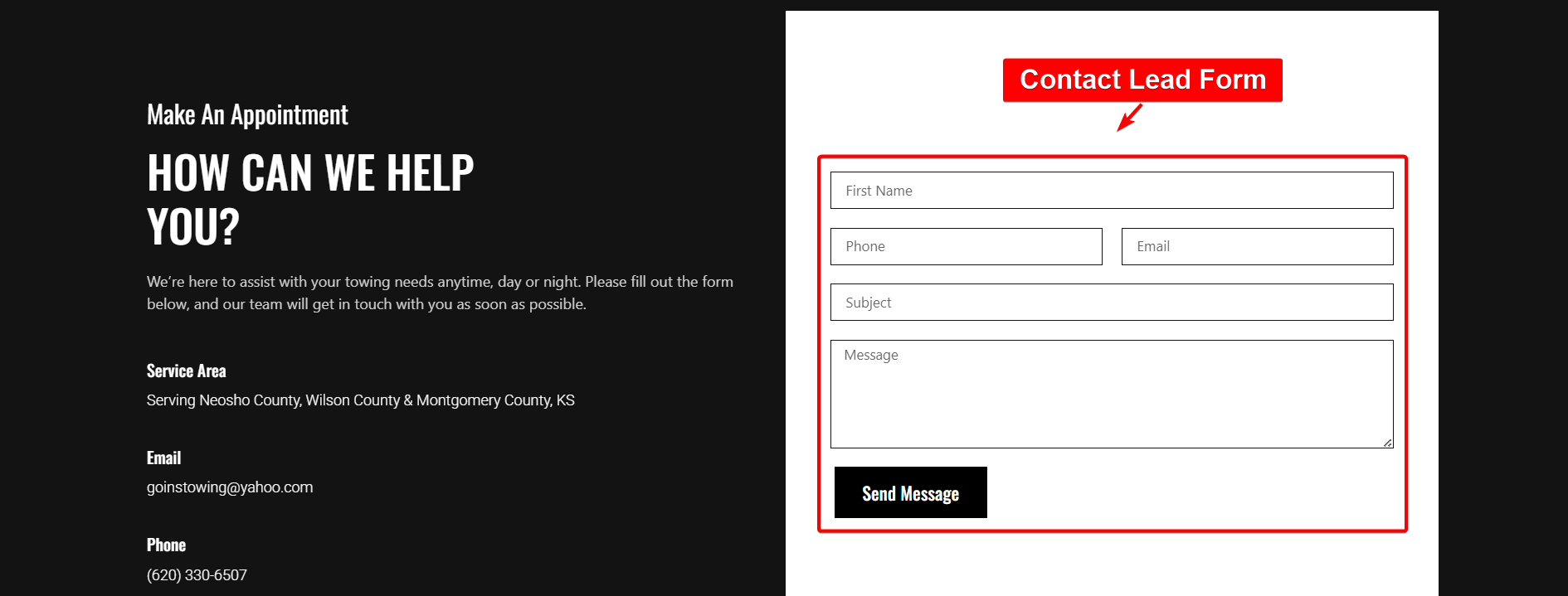 Landing Page Sample- Contact Lead Form