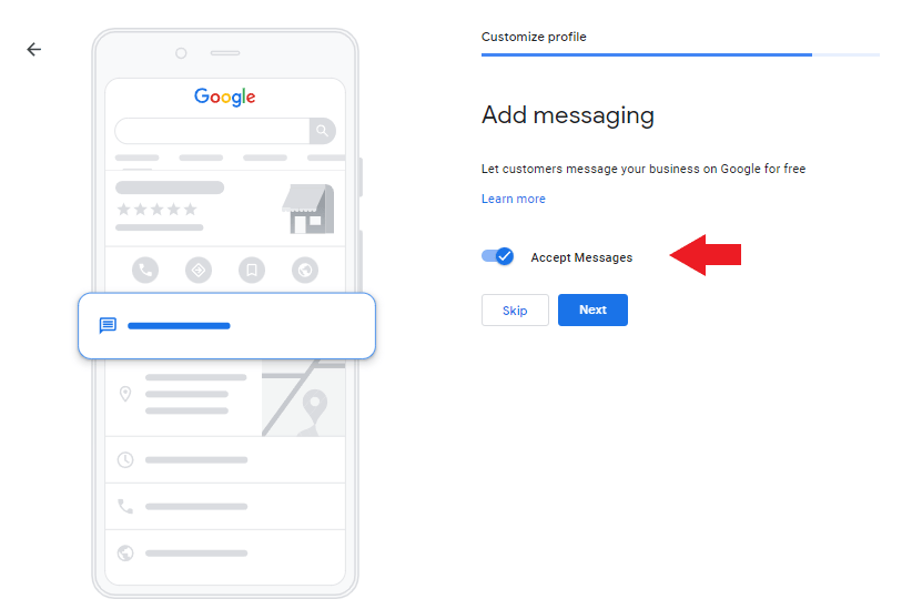 Enable messaging feature in Google My Business