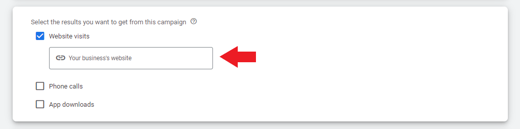 Choose the result you want to achieve out of your towing company's Google Ads campaign